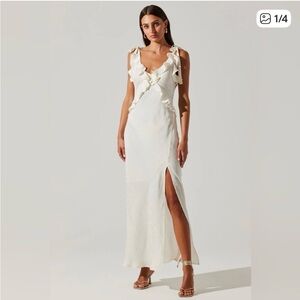Elegant Ivory Ruffle Maxi Dress